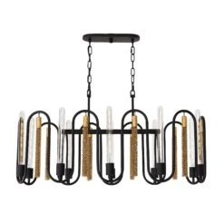 Darden 354N10MBAG 10-Light Kitchen Island Pendant - Matte Black/Antique Gold