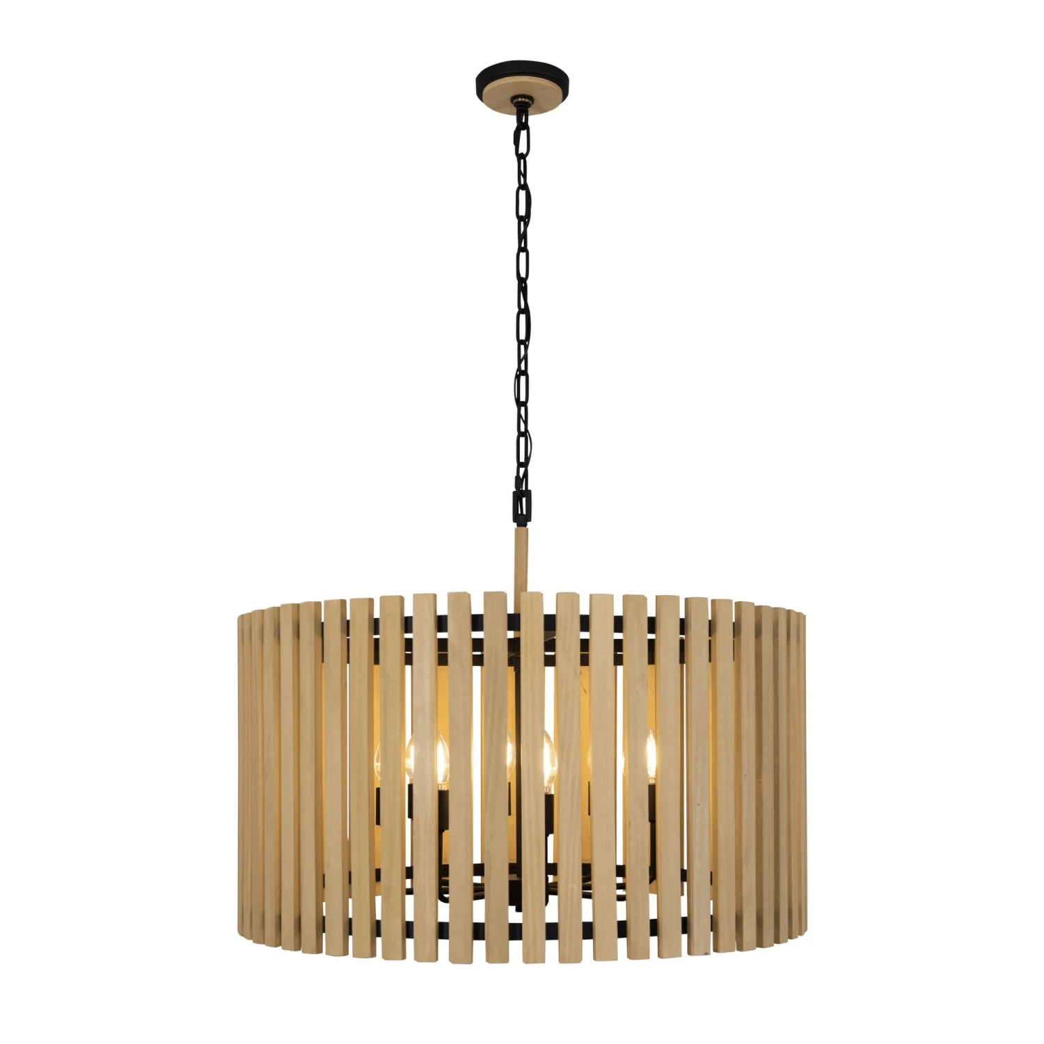 Suratto 387P08MBH 8-Light Pendant Light - Matte Black/Honey Blonde - Image 3