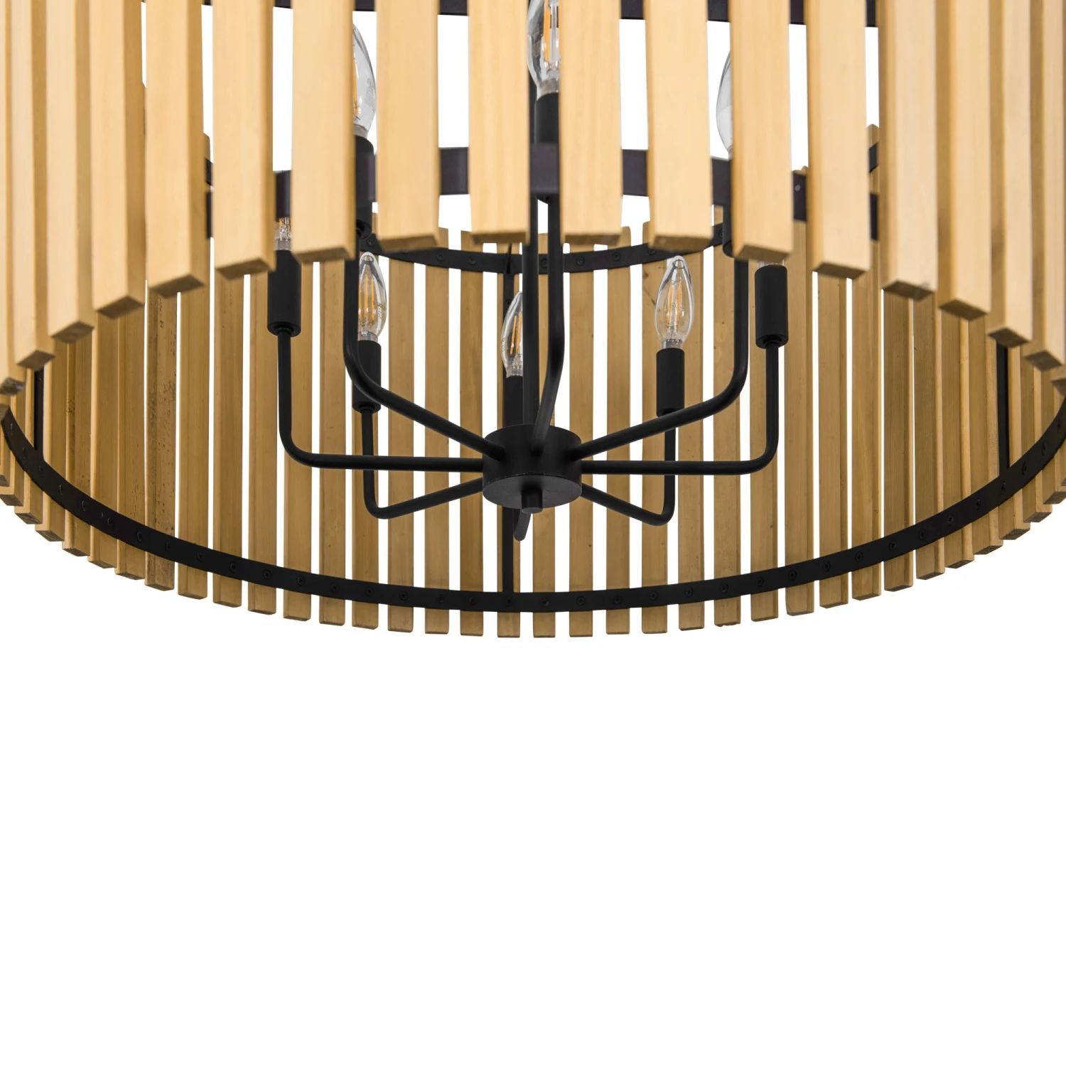 Suratto 387P08MBH 8-Light Pendant Light - Matte Black/Honey Blonde - Image 6