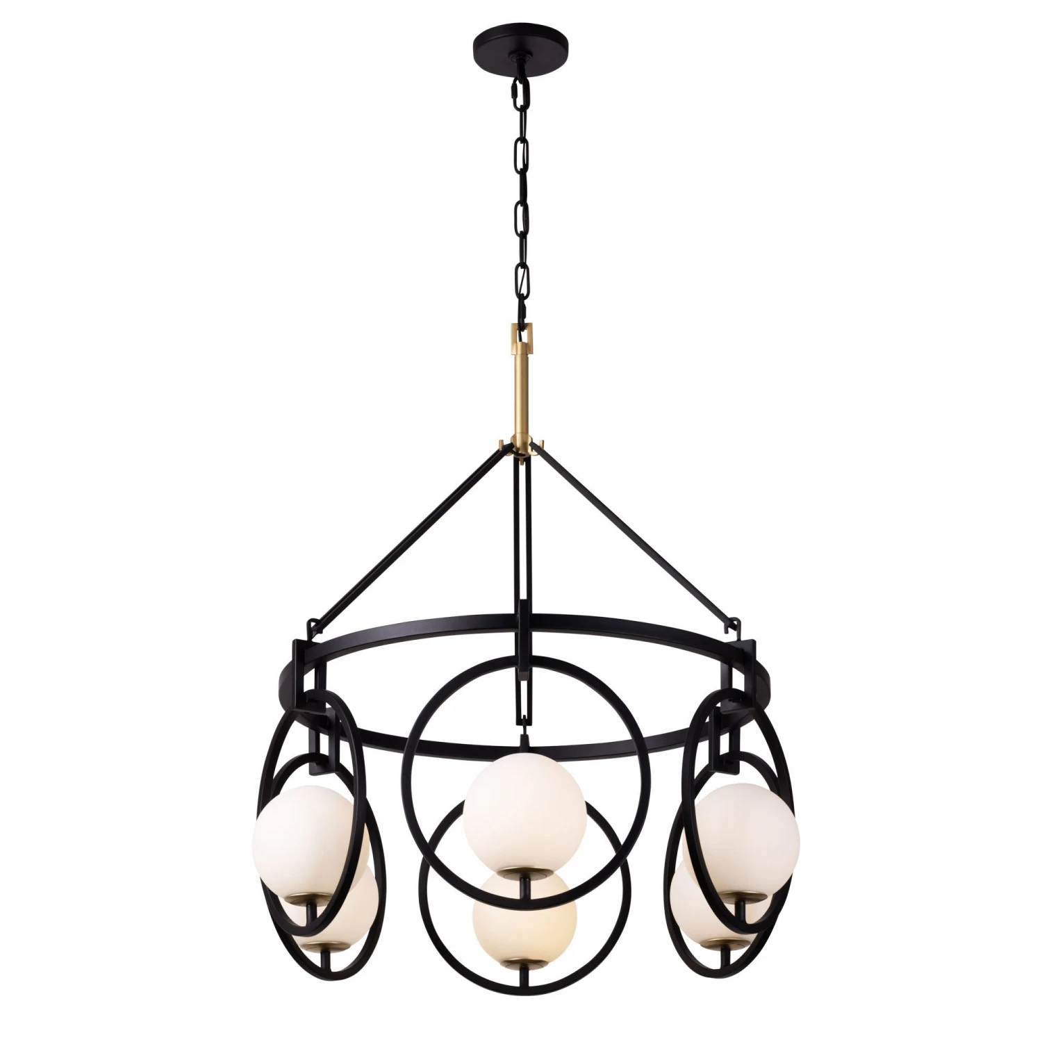Stopwatch 388P06MBFG 6-Light Pendant Light - Matte Black/French Gold - Image 2