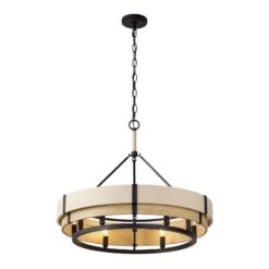 Blonde Moment 389P06MBHN 6-Light Pendant Light - Matte Black/Honey/Medium Oak