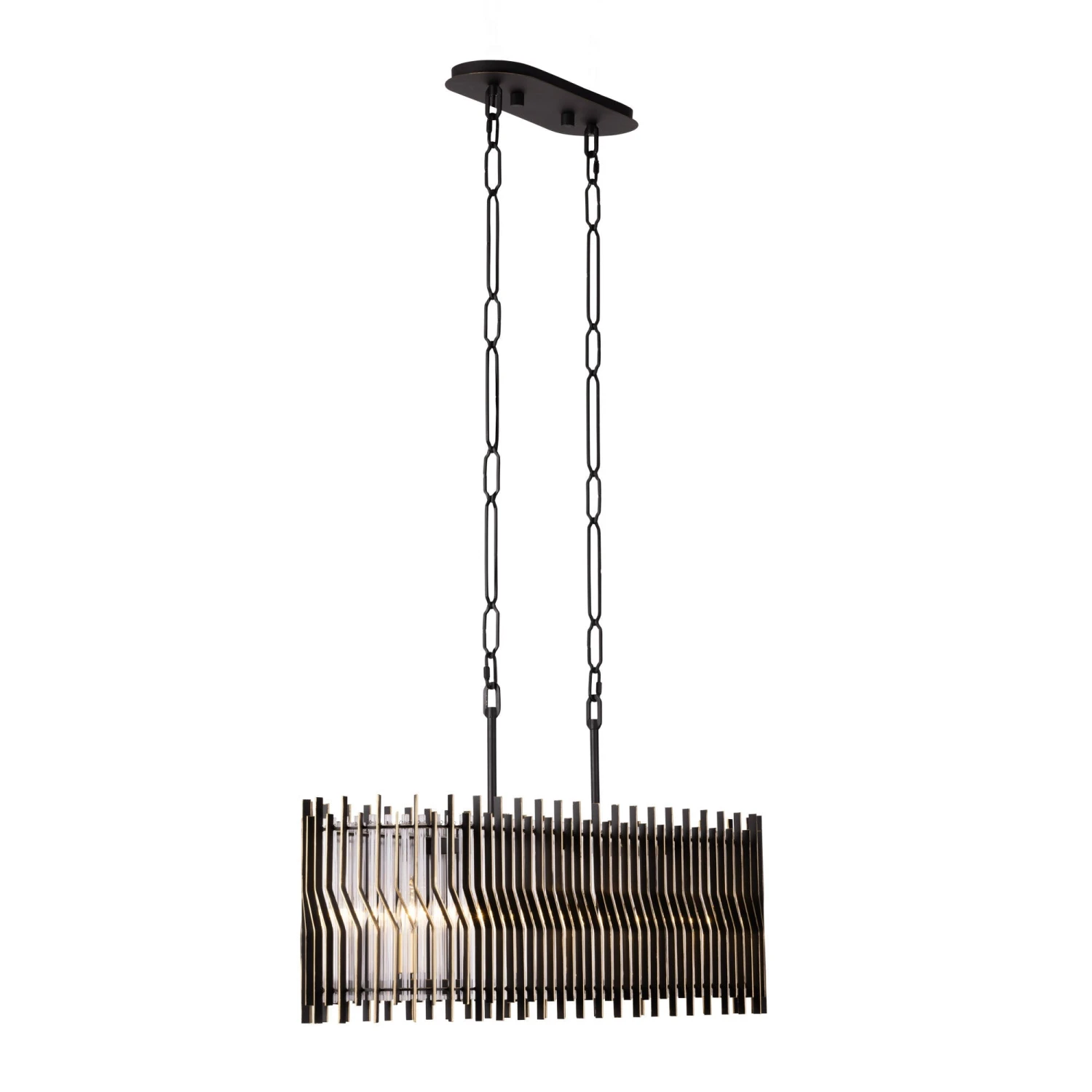 Park Row 393N05MBFG 5-Light Kitchen Island Pendant - Matte Black/French Gold - Image 3