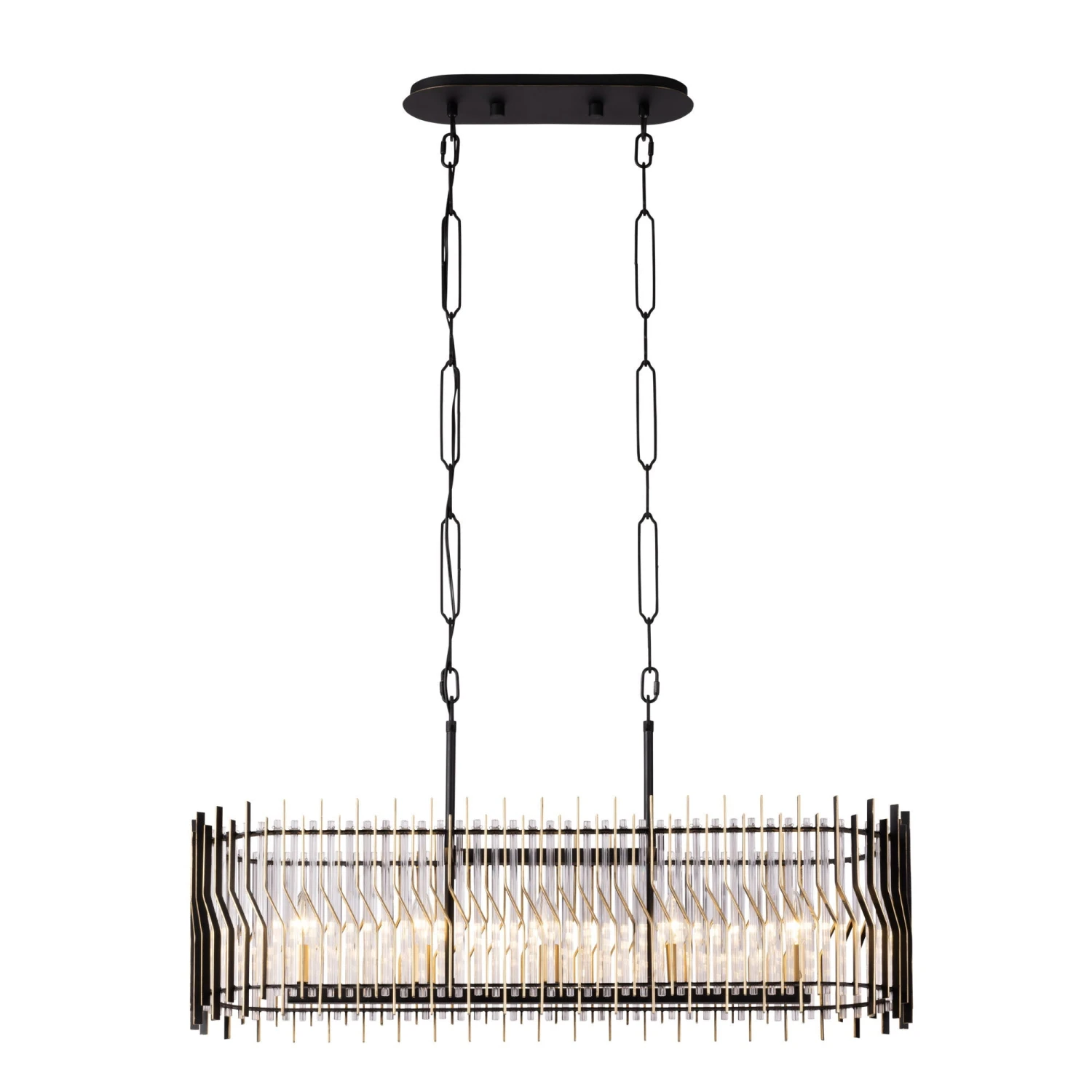 Park Row 393N05MBFG 5-Light Kitchen Island Pendant - Matte Black/French Gold - Image 4