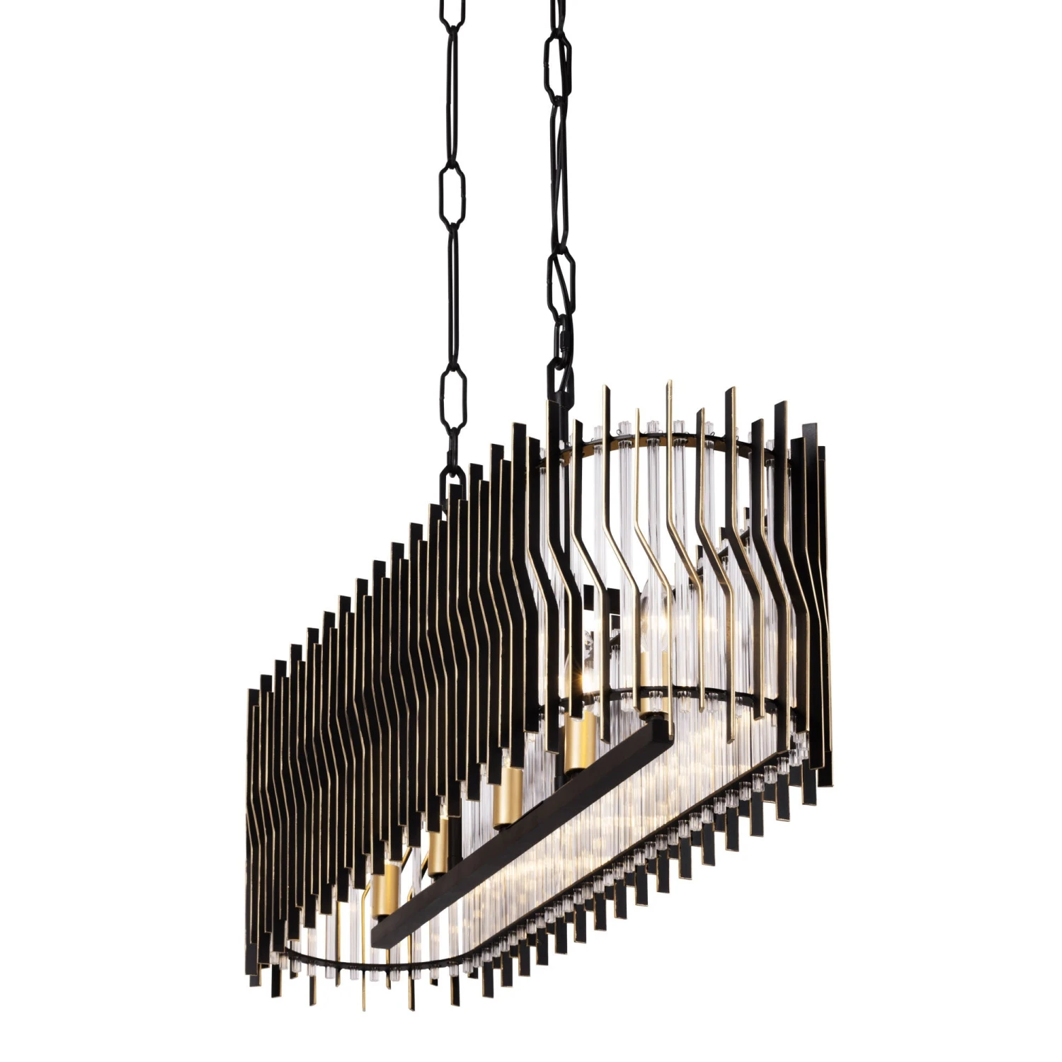 Park Row 393N05MBFG 5-Light Kitchen Island Pendant - Matte Black/French Gold - Image 7
