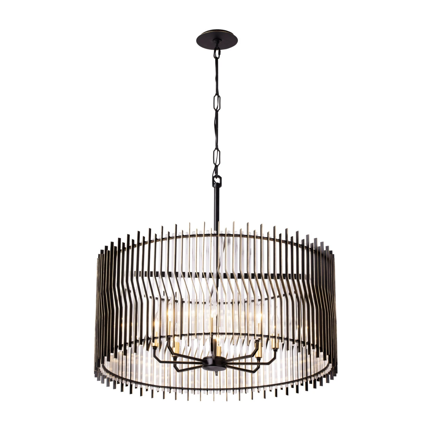 Park Row 393P08MBFG 8-Light Pendant Light - Matte Black/French Gold - Image 3